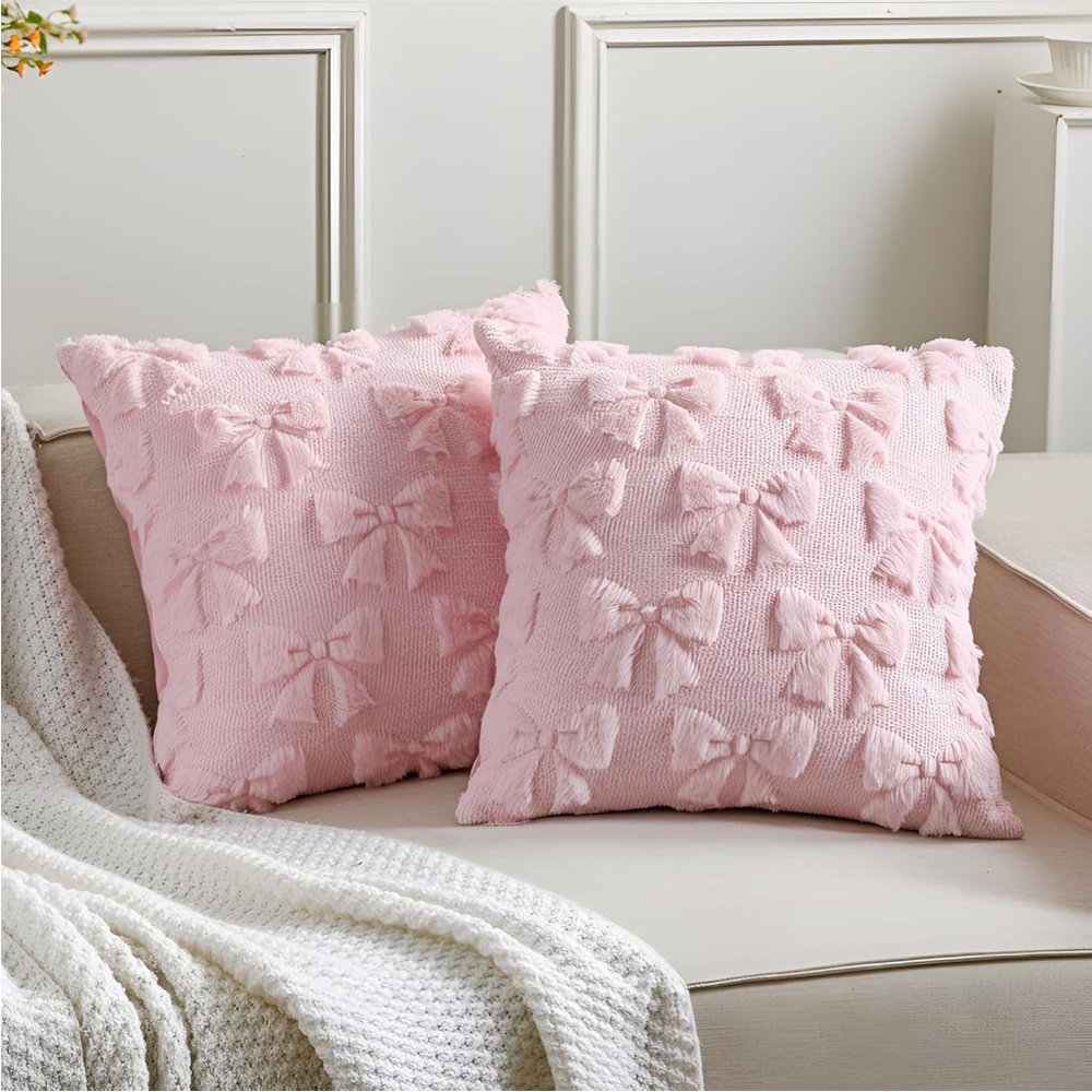 Pink Bow Coquette 18”x18” pillow covers